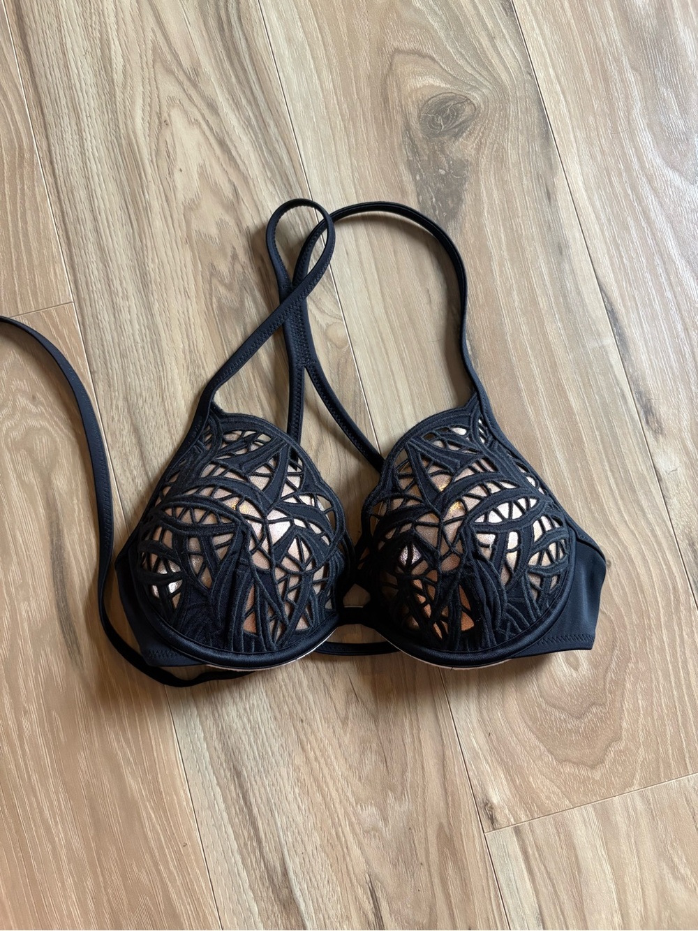 Black Lace Overlay Push-Up Bikini- size 32B
